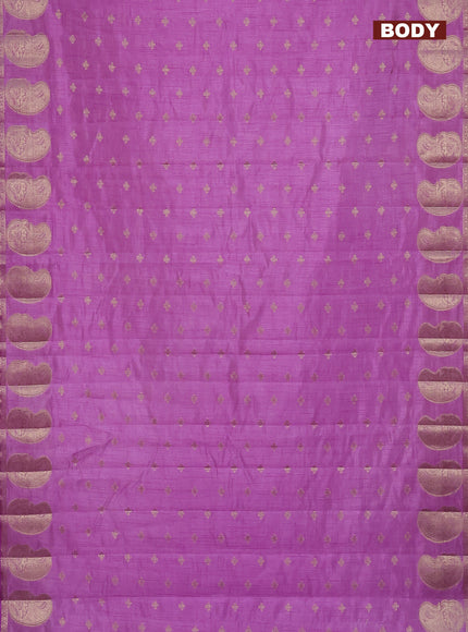 Semi raw silk saree lavender with allover zari woven 1000 buttas and paisley zari woven butta border