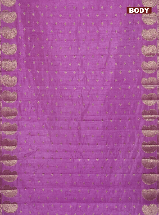Semi raw silk saree lavender with allover zari woven 1000 buttas and paisley zari woven butta border