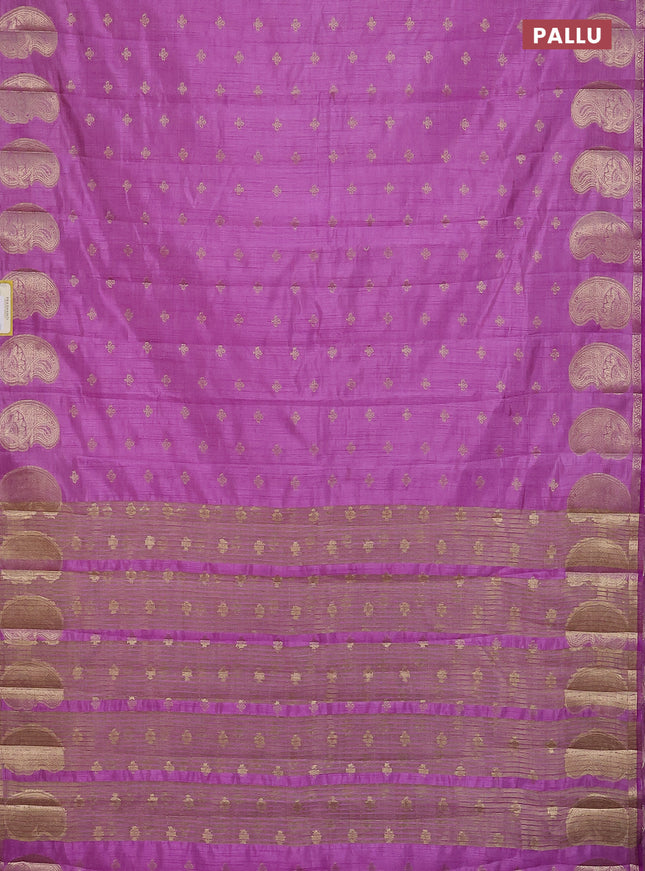 Semi raw silk saree lavender with allover zari woven 1000 buttas and paisley zari woven butta border
