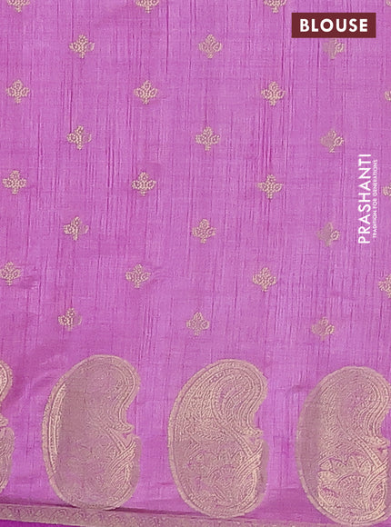 Semi raw silk saree lavender with allover zari woven 1000 buttas and paisley zari woven butta border