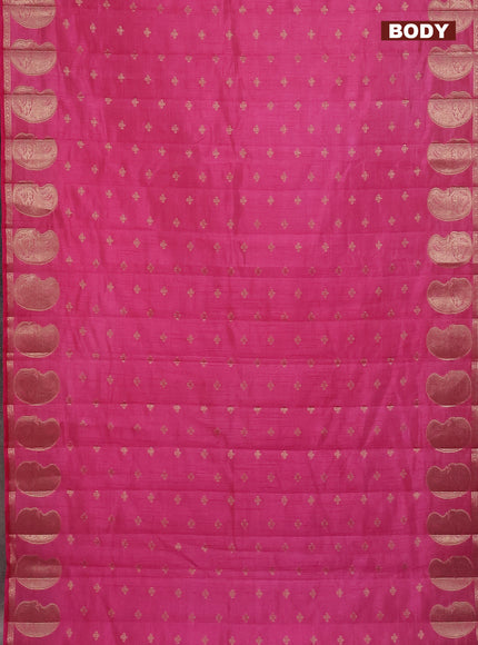 Semi raw silk saree pink with allover zari woven 1000 buttas and paisley zari woven butta border