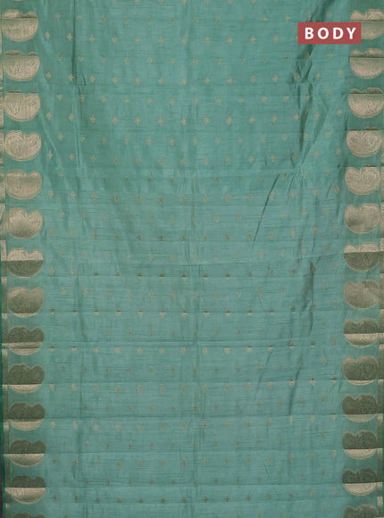 Semi raw silk saree pastel green with allover zari woven 1000 buttas and paisley zari woven butta border