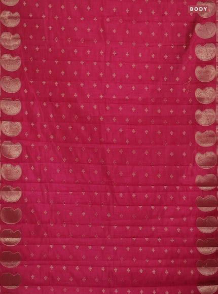 Semi raw silk saree pink with allover zari woven 1000 buttas and paisley zari woven butta border