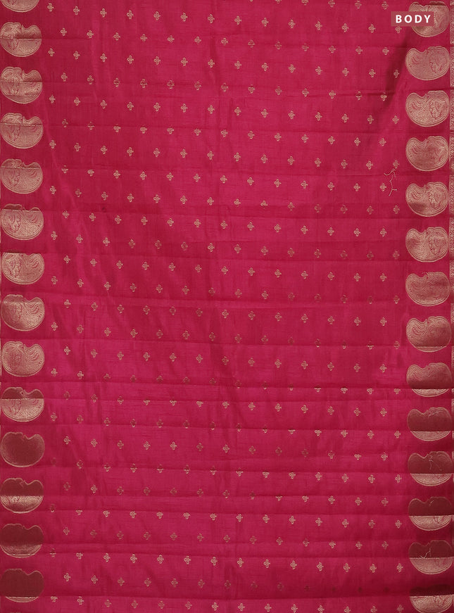 Semi raw silk saree pink with allover zari woven 1000 buttas and paisley zari woven butta border