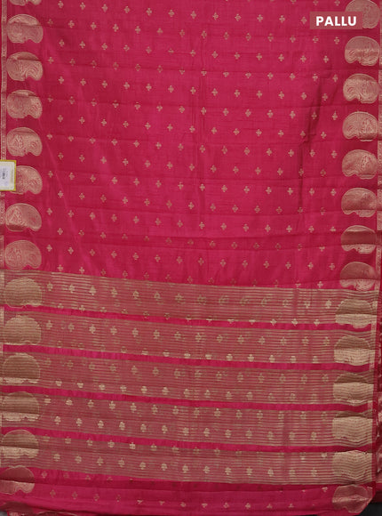 Semi raw silk saree pink with allover zari woven 1000 buttas and paisley zari woven butta border