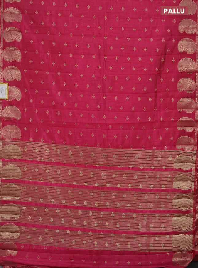 Semi raw silk saree pink with allover zari woven 1000 buttas and paisley zari woven butta border