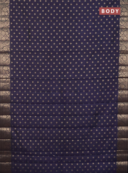 Semi raw silk saree navy blue with allover zari woven 1000 buttas and zari woven border
