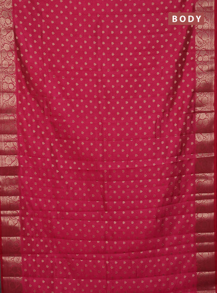 Semi raw silk saree pink with allover zari woven 1000 buttas and zari woven border