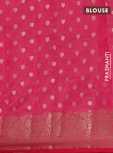 Semi raw silk saree pink with allover zari woven 1000 buttas and zari woven border