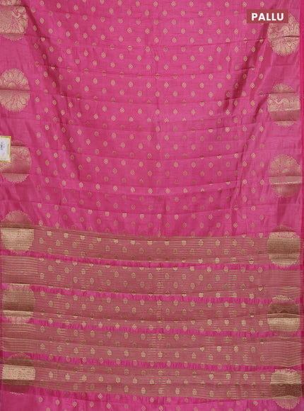 Semi raw silk saree pink with allover zari woven floral design 1000 buttas and zari woven butta border