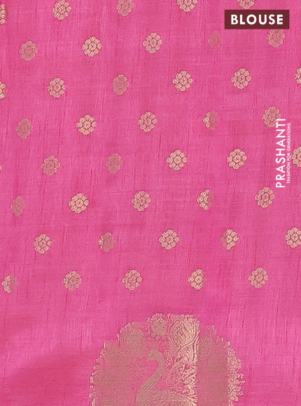 Semi raw silk saree pink with allover zari woven floral design 1000 buttas and zari woven butta border
