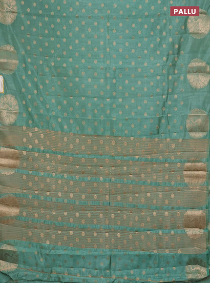 Semi raw silk saree pastel green with allover zari woven floral design 1000 buttas and zari woven butta border