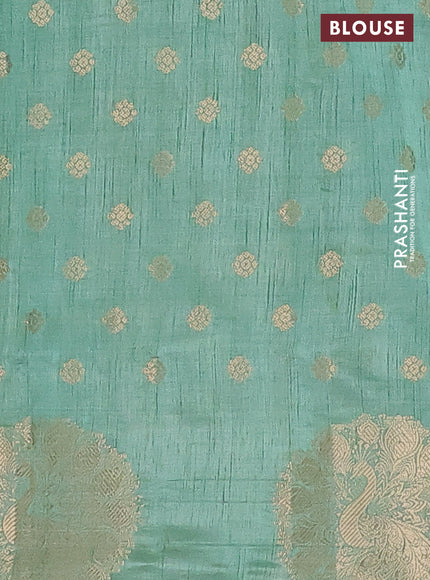 Semi raw silk saree pastel green with allover zari woven floral design 1000 buttas and zari woven butta border
