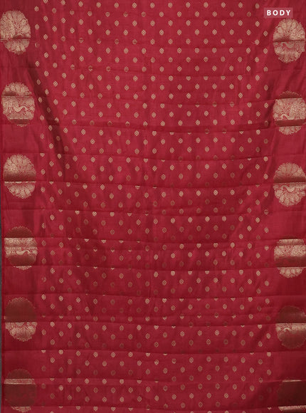 Semi raw silk saree maroon with allover zari woven floral design 1000 buttas and zari woven butta border