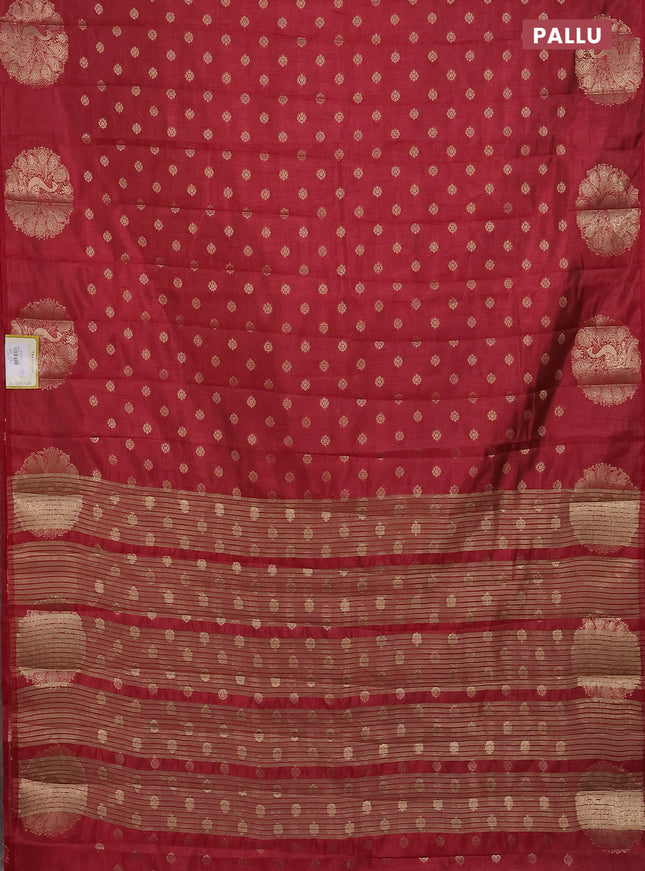 Semi raw silk saree maroon with allover zari woven floral design 1000 buttas and zari woven butta border