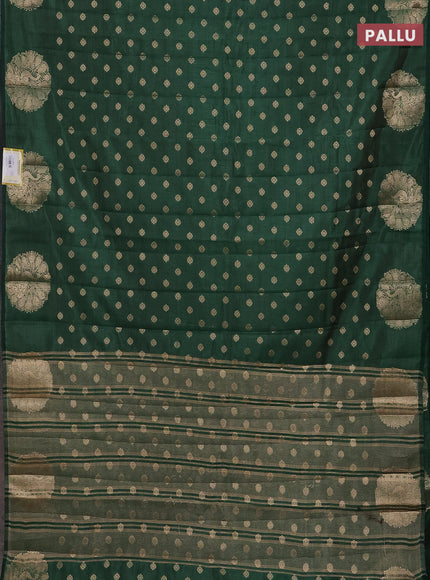 Semi raw silk saree dark green with allover zari woven floral design 1000 buttas and zari woven butta border