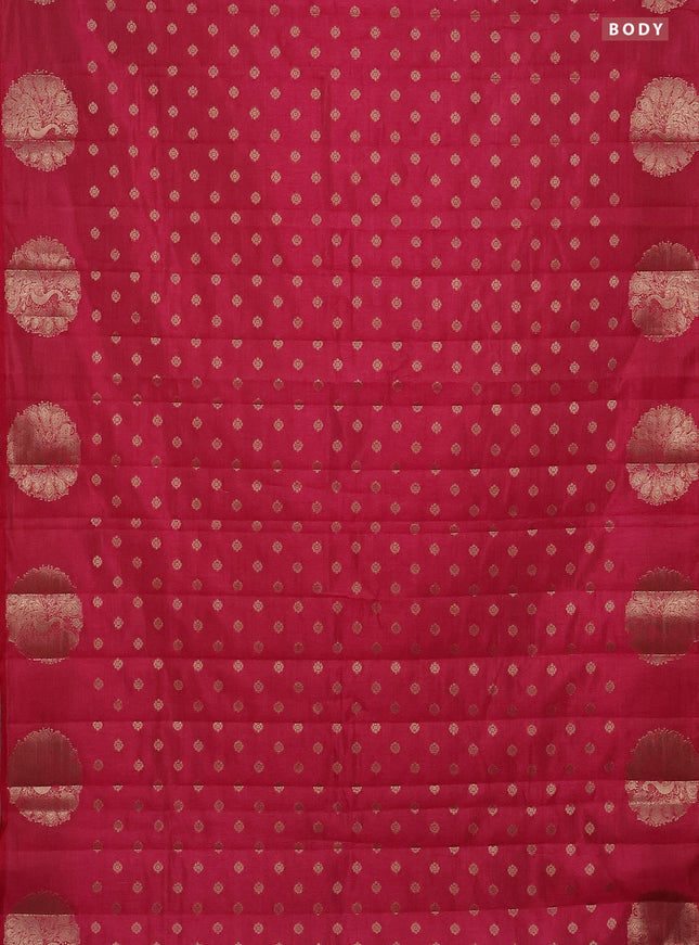 Semi raw silk saree pink with allover zari woven floral design 1000 buttas and zari woven butta border
