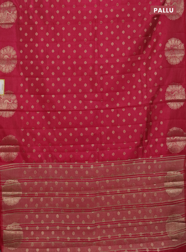 Semi raw silk saree pink with allover zari woven floral design 1000 buttas and zari woven butta border