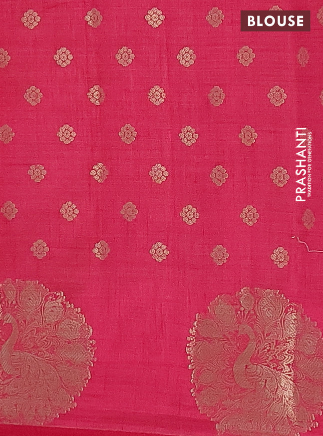Semi raw silk saree pink with allover zari woven floral design 1000 buttas and zari woven butta border