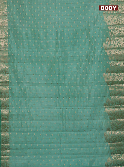 Semi raw silk saree pastel green with allover zari woven floral design 1000 buttas and rich zari woven border