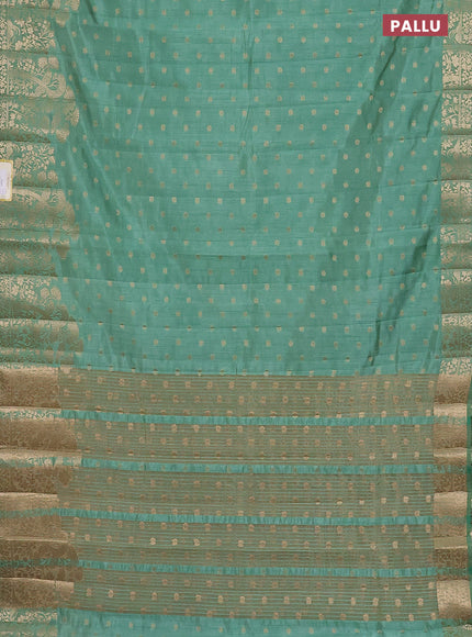 Semi raw silk saree pastel green with allover zari woven floral design 1000 buttas and rich zari woven border