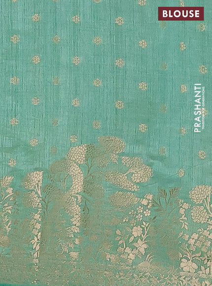 Semi raw silk saree pastel green with allover zari woven floral design 1000 buttas and rich zari woven border