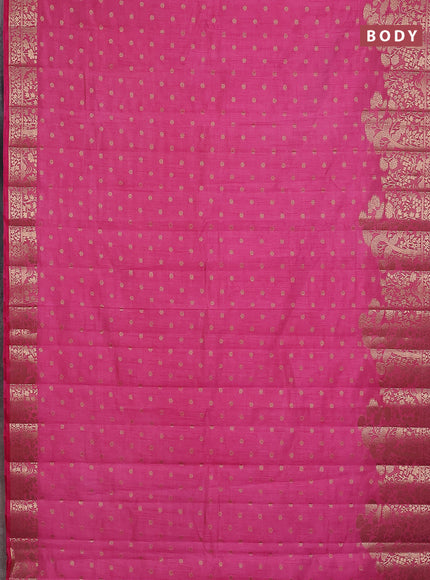 Semi raw silk saree pink with allover zari woven floral design 1000 buttas and rich zari woven border