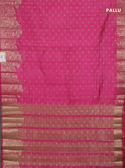 Semi raw silk saree pink with allover zari woven floral design 1000 buttas and rich zari woven border