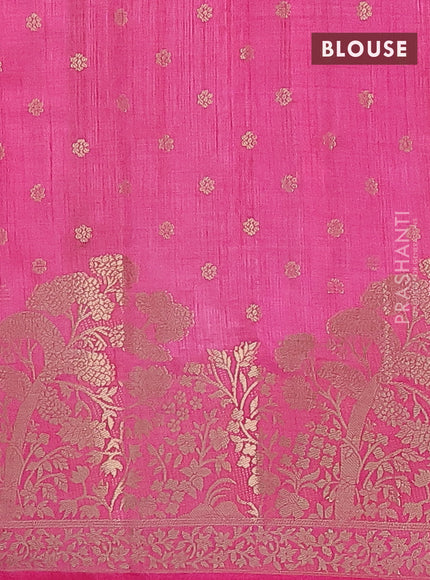 Semi raw silk saree pink with allover zari woven floral design 1000 buttas and rich zari woven border