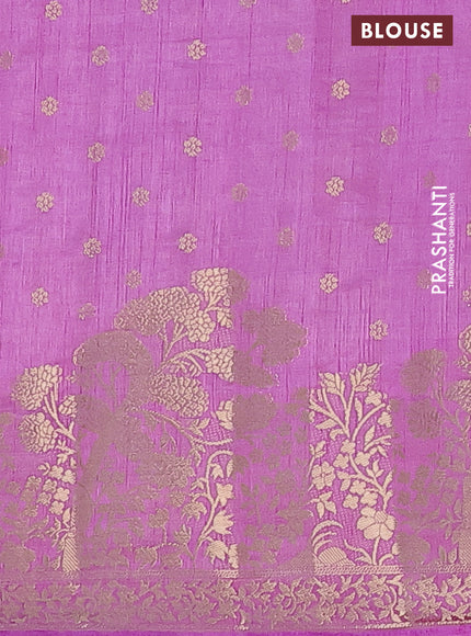 Semi raw silk saree lavender with allover zari woven floral design 1000 buttas and rich zari woven border