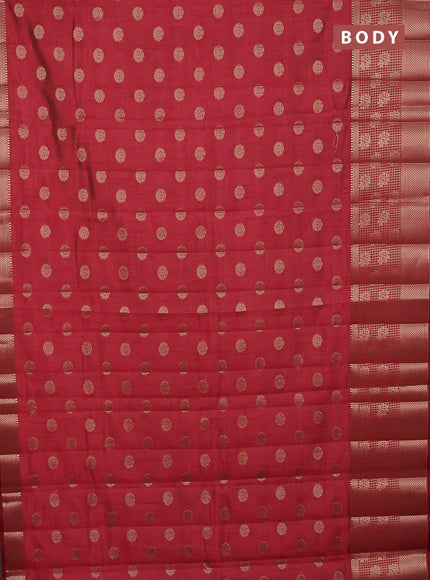 Semi raw silk saree maroon with allover zari woven 1000 buttas and long zari woven border
