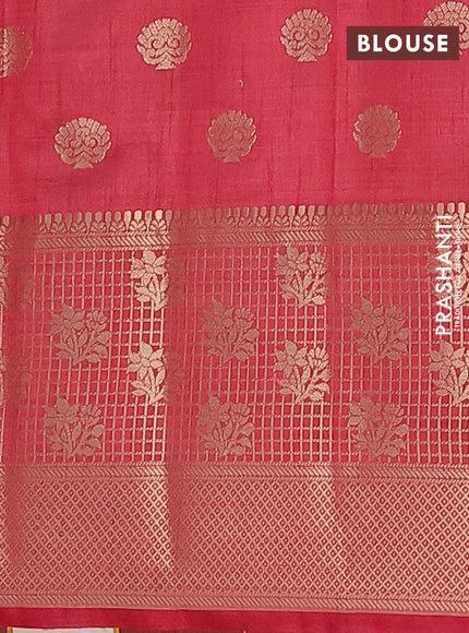 Semi raw silk saree maroon with allover zari woven 1000 buttas and long zari woven border