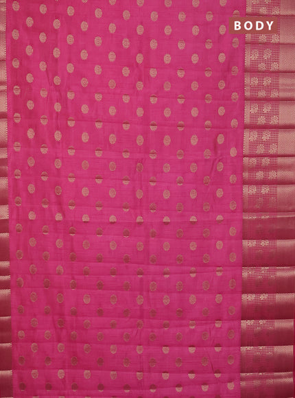 Semi raw silk saree pink with allover zari woven 1000 buttas and long zari woven border