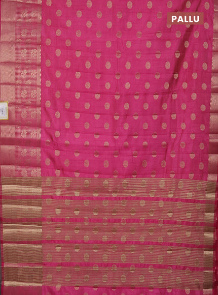 Semi raw silk saree pink with allover zari woven 1000 buttas and long zari woven border