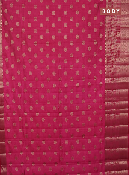 Semi raw silk saree dark pink with allover zari woven 1000 buttas and long zari woven border
