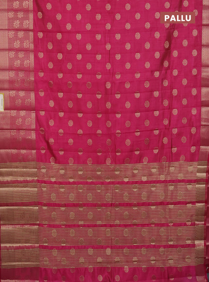 Semi raw silk saree dark pink with allover zari woven 1000 buttas and long zari woven border