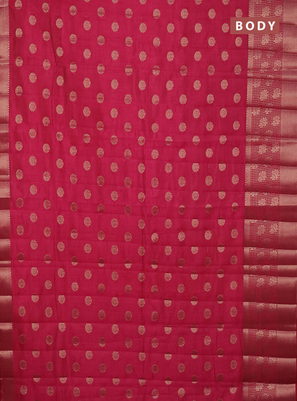 Semi raw silk saree dark pink with allover zari woven 1000 buttas and long zari woven border