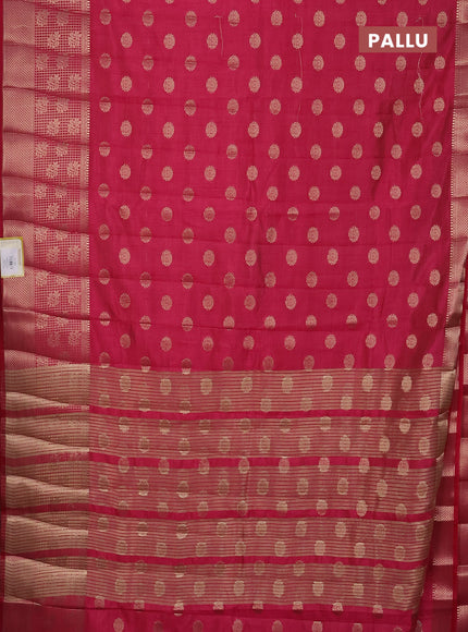 Semi raw silk saree dark pink with allover zari woven 1000 buttas and long zari woven border