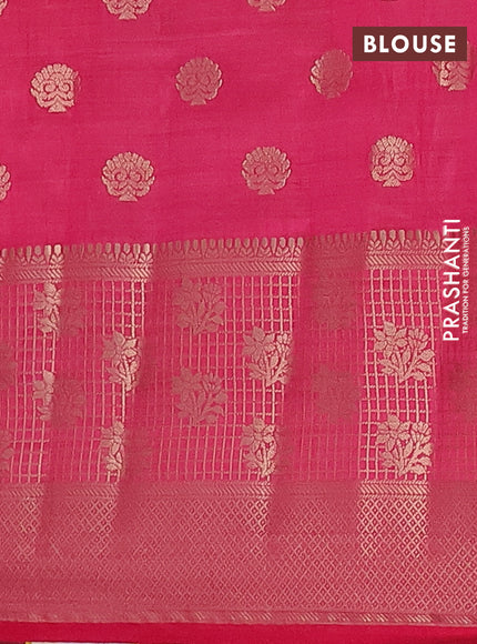Semi raw silk saree dark pink with allover zari woven 1000 buttas and long zari woven border