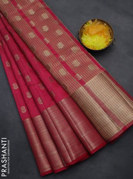 Semi raw silk saree pink with allover zari woven floral design 1000 buttas and long zari woven border