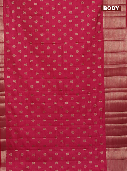 Semi raw silk saree pink with allover zari woven floral design 1000 buttas and long zari woven border