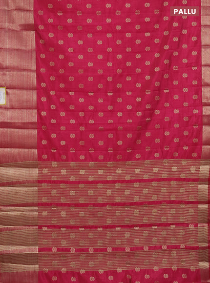 Semi raw silk saree pink with allover zari woven floral design 1000 buttas and long zari woven border