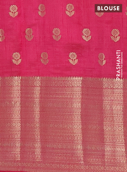 Semi raw silk saree pink with allover zari woven floral design 1000 buttas and long zari woven border
