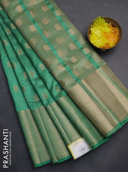 Semi raw silk saree pastel green with allover zari woven floral design 1000 buttas and long zari woven border