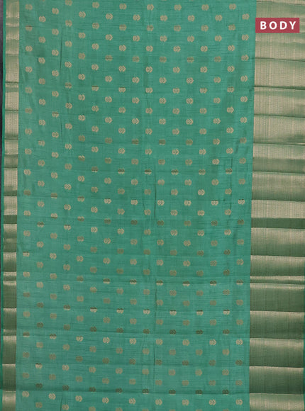 Semi raw silk saree pastel green with allover zari woven floral design 1000 buttas and long zari woven border