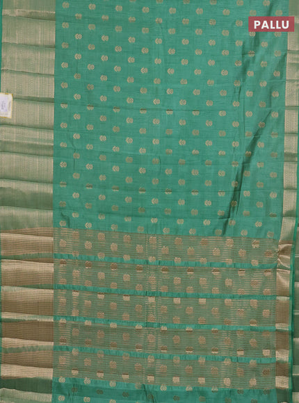 Semi raw silk saree pastel green with allover zari woven floral design 1000 buttas and long zari woven border