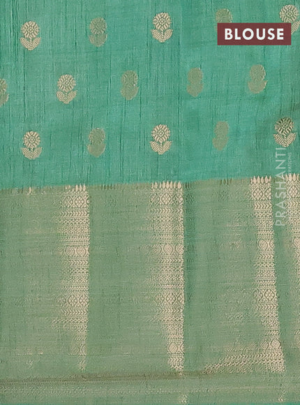 Semi raw silk saree pastel green with allover zari woven floral design 1000 buttas and long zari woven border