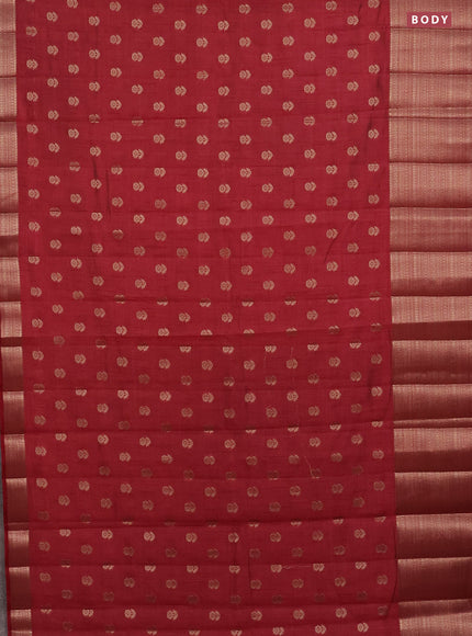 Semi raw silk saree maroon with allover zari woven floral design 1000 buttas and long zari woven border