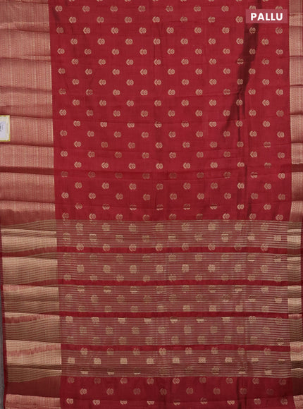 Semi raw silk saree maroon with allover zari woven floral design 1000 buttas and long zari woven border