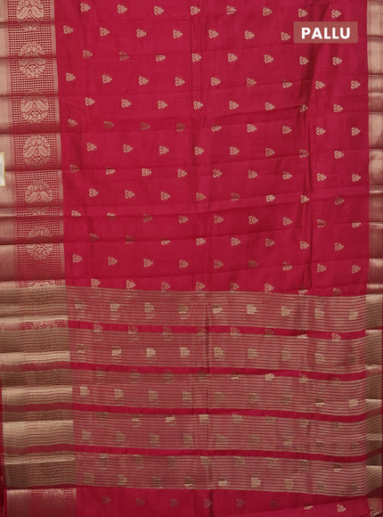 Semi raw silk saree dark pink with allover zari woven 1000 buttas and long zari woven border